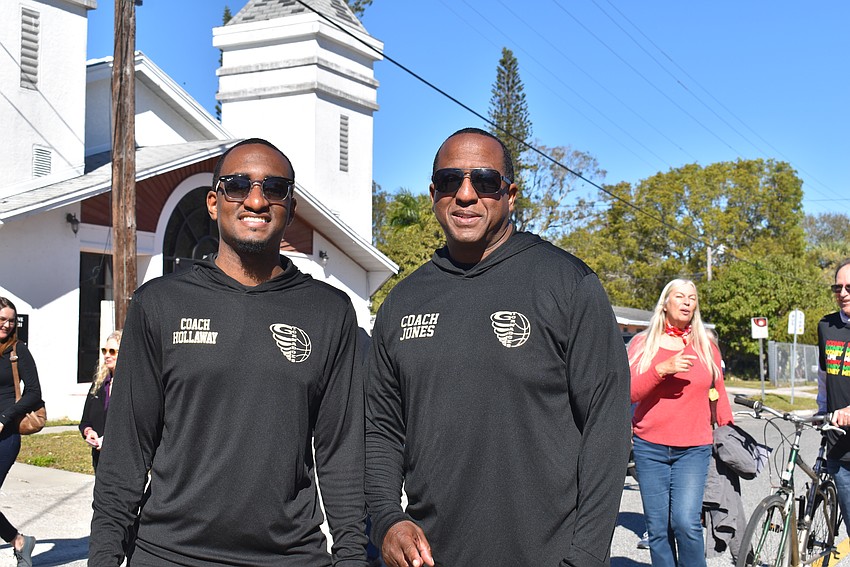 Booker High School Boys Basketball coaches Stone Hollaway and Ron Jones.