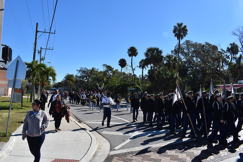 Many students and families participate in the Unity and Historical march