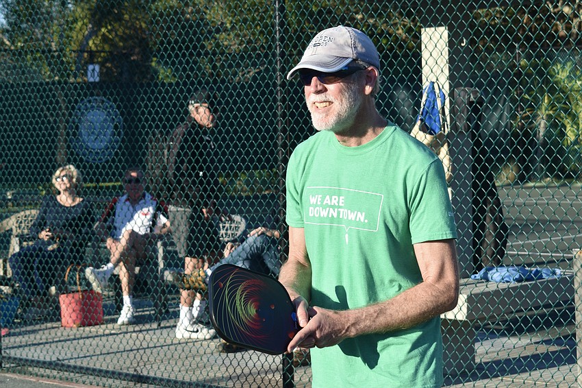 Keith Lauter plays in the first pickleball tournament at Cedars Tennis Resort & Club.