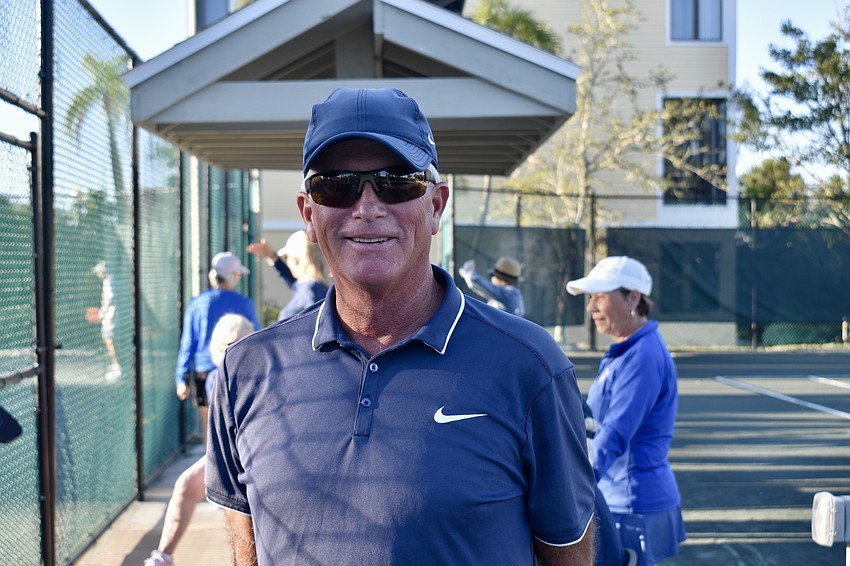 Club tennis pro Jeff Otterbein oversees the pickleball tournament at Cedars on Thursday.