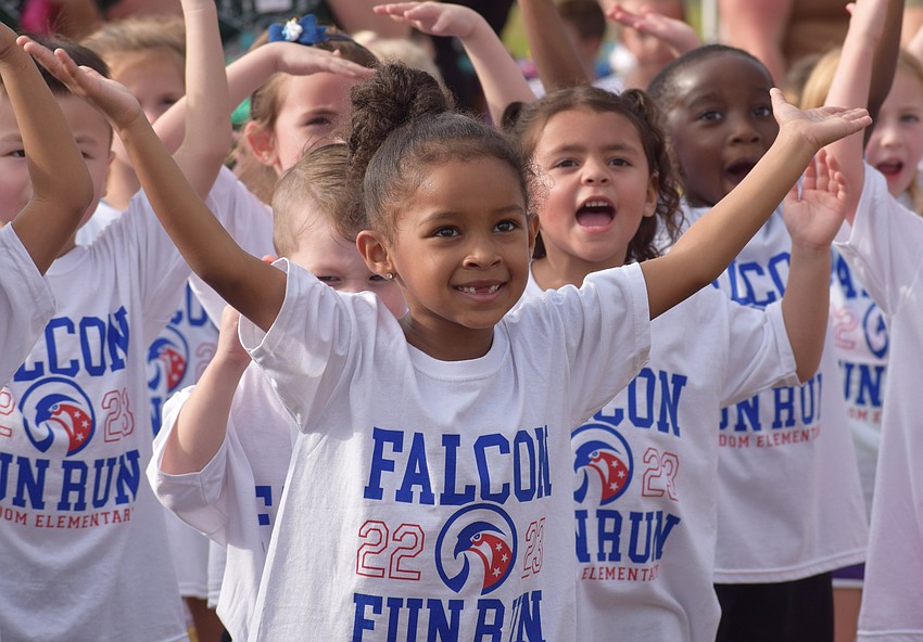 Jeilianys Rodriguez-Cortes, who is in pre-K at Freedom Elementary School, dances to the 