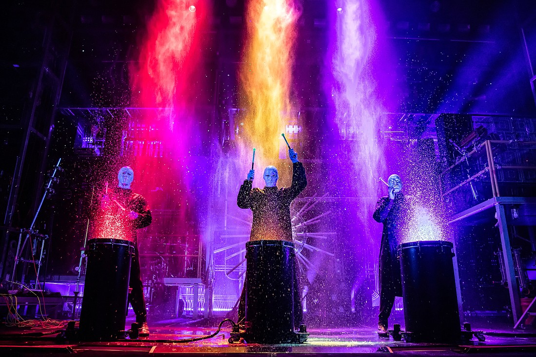 Blue Man Group will splash the Van Wezel stage with its colorful performance for two nights this week.