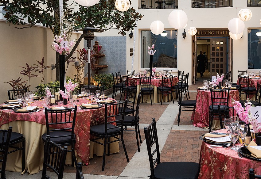 Guests gathered in the Donna Wolf Steigerwaldt Courtyard.
