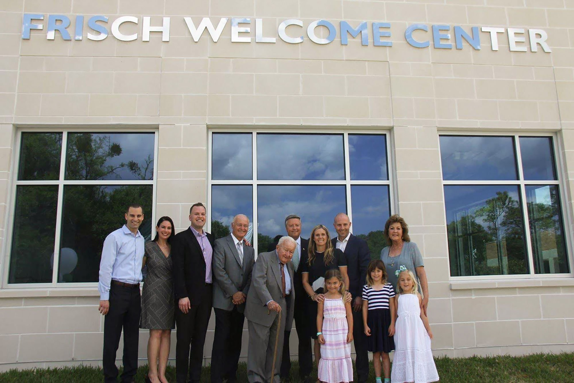 Four generations of the Frisch family in this photo from 2019 at the Frisch Welcome Center at Jacksonville University.