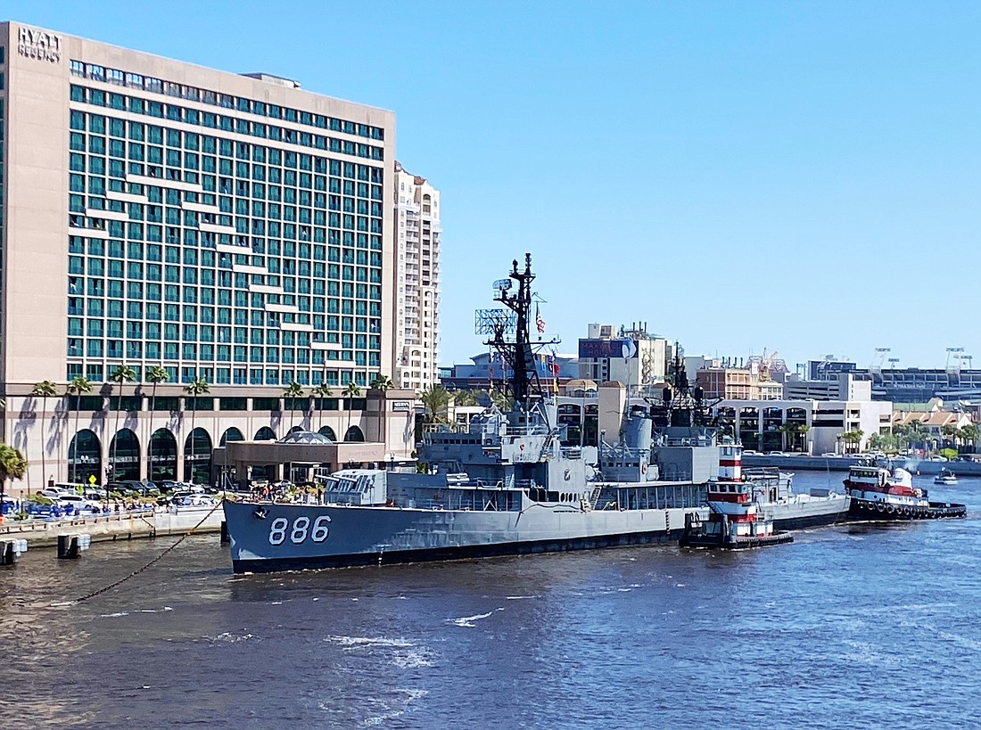 The USS Orleck has been moored at Hyatt Regency Jacksonville Riverfront since March.