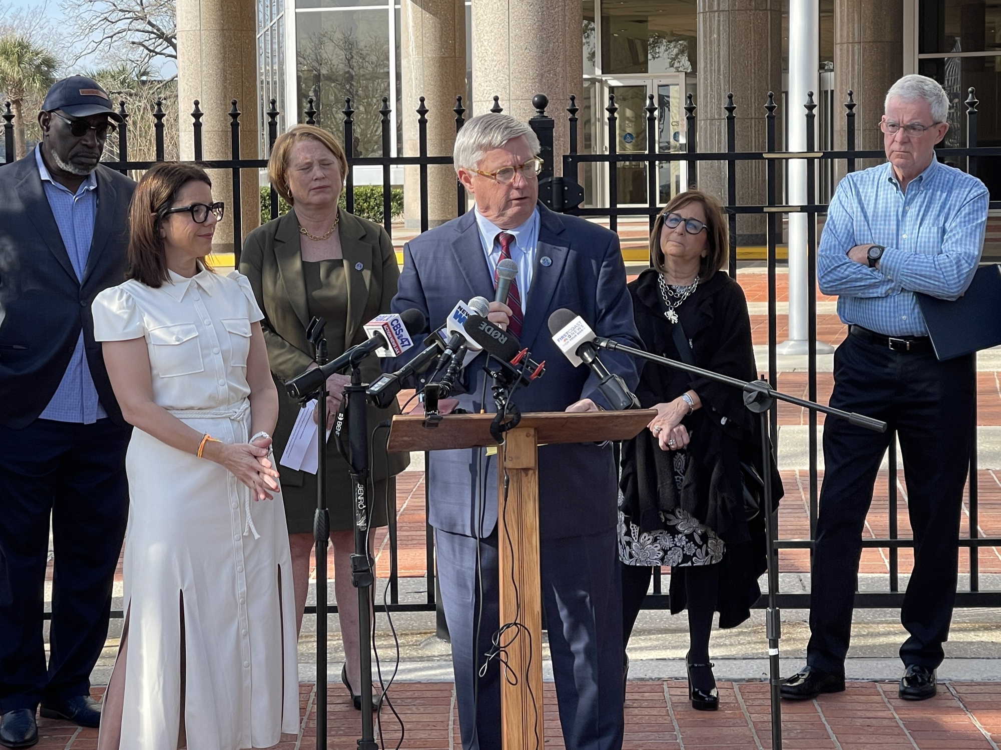  Councilmember Matt Carlucci speaks Jan. 19 at the news conference outside the CSX headquarters.