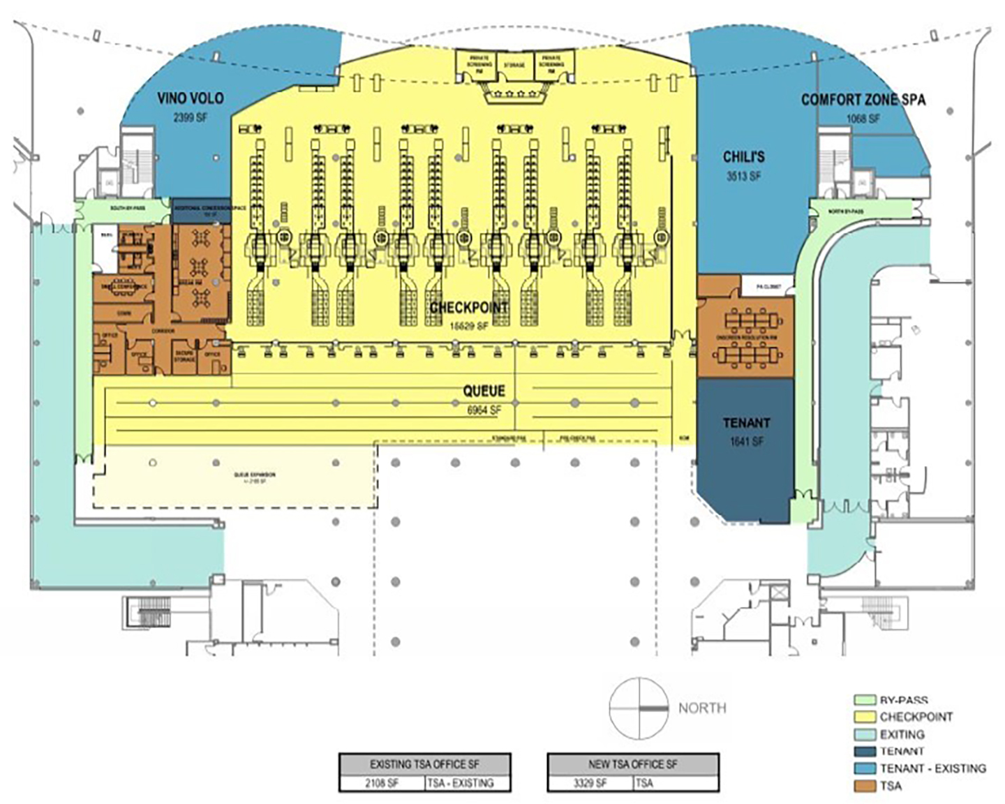 The plan for the new security checkpoint area.