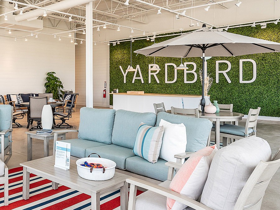Minneapolis-based patio furniture store Yardbird showrooms offer a design team. Founded in 2017, the chain is now owned by Best Buy.