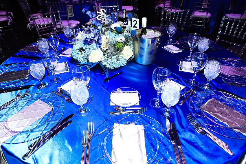 The event had elegant blue decor.