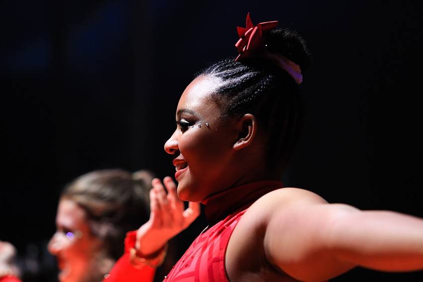 Booker Middle School students pose at the end of their act.