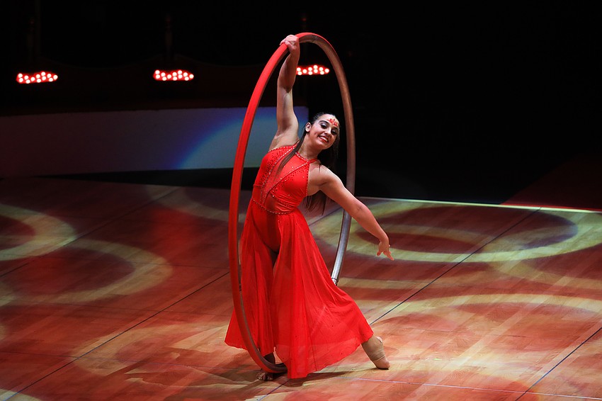 Emma Clarke spins on the Cyr Wheel.