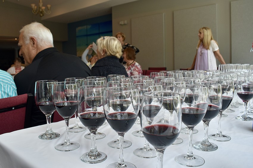 Samples of wine are served with each appetizer.
