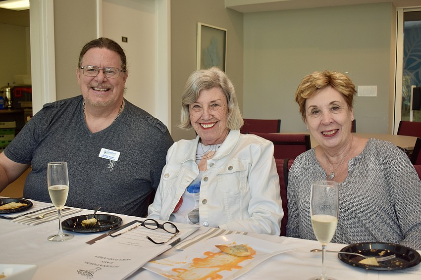 Jeffrey Nunes, Kate Nothacker and Karen Pashkow are three of 20 chapel members to snap up seats for Chef David Stone's cooking class.