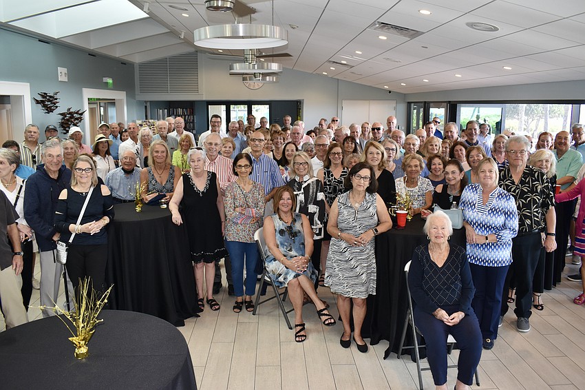 Past and present Seaplace residents pose for a picture to add to the time capsule.
