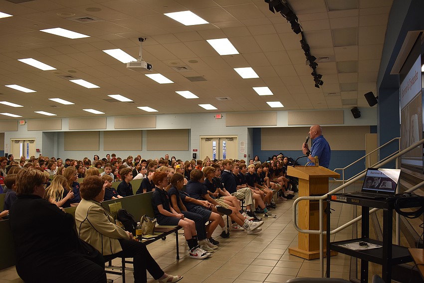 Steve Koenig shares his experience as a second generation Holocaust survivor to Southside Elementary.
