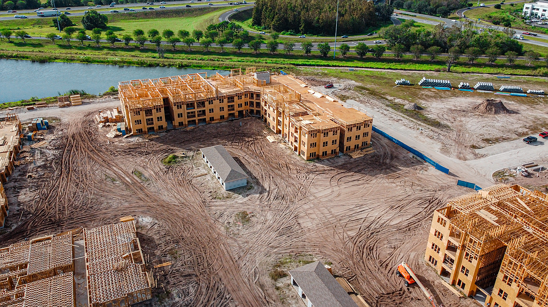 Construction on the Sorrento apartment complex in Sarasota is expected to be complete in October.
