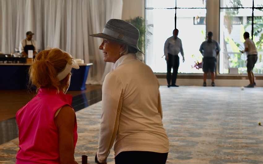 Carol Swed after a perfect putt.