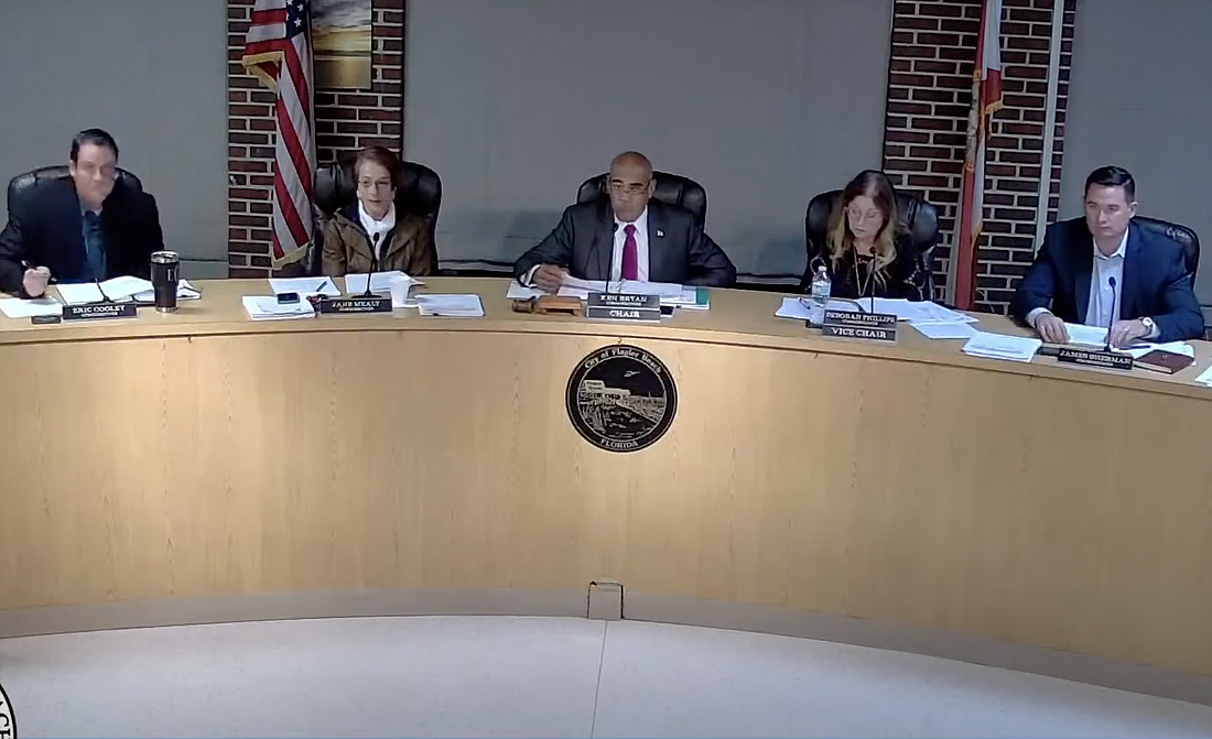 The Flagler Beach City Commission. Image from meeting live stream
