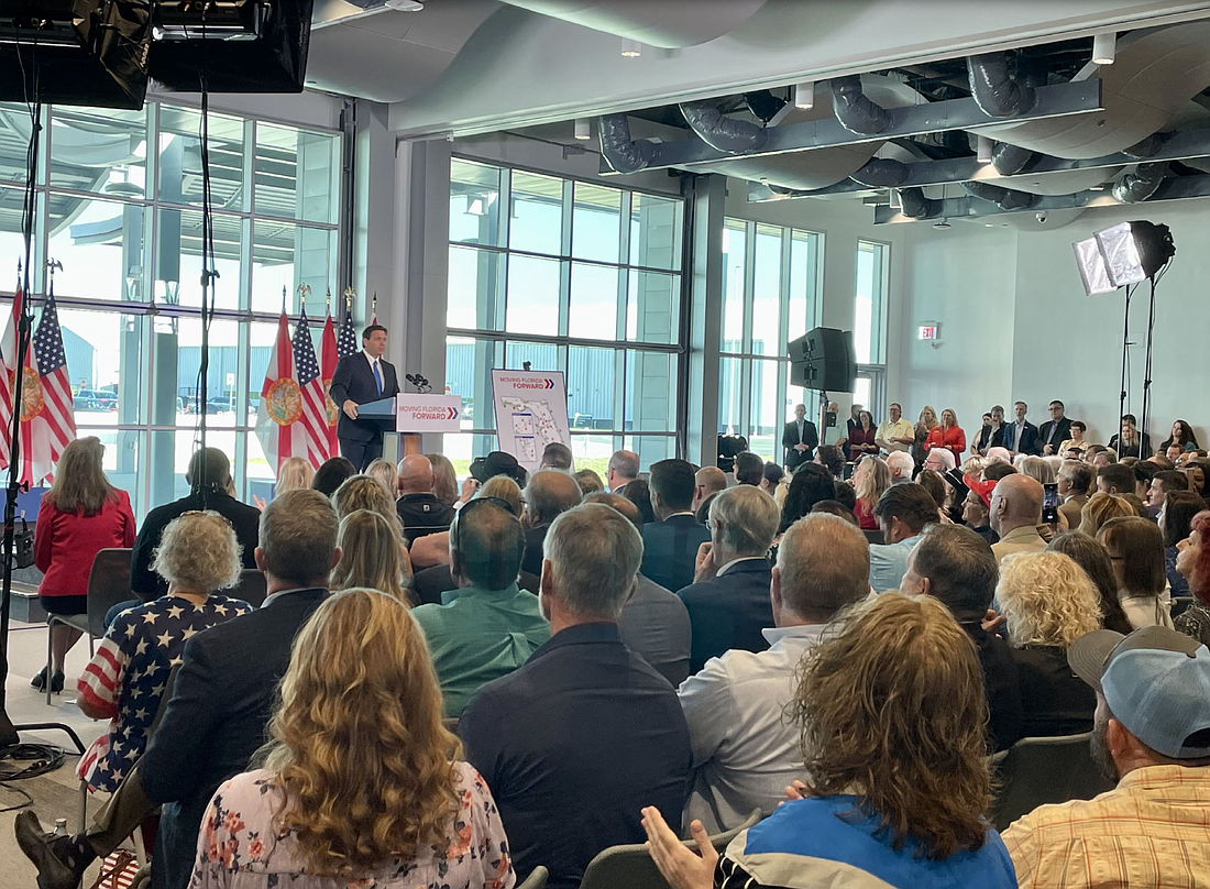 Gov. Ron DeSantis announces the Moving Florida Forward Initiative. Photo courtesy of the city of Ormond Beach