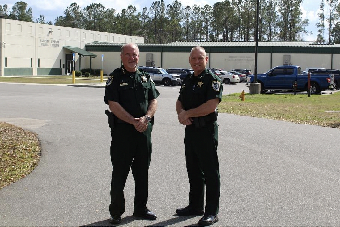 Sheriff Rick Staly and Chief Daniel Engert in front of the SPHIDF. Photo courtesy of FCSO