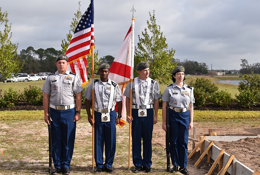 Members of the Sarasota Military Academy who presented the colors were junior Colton Fixter, senior Ross Wallace, senior Logan Claybrooke, and junior Ayla Edwards.