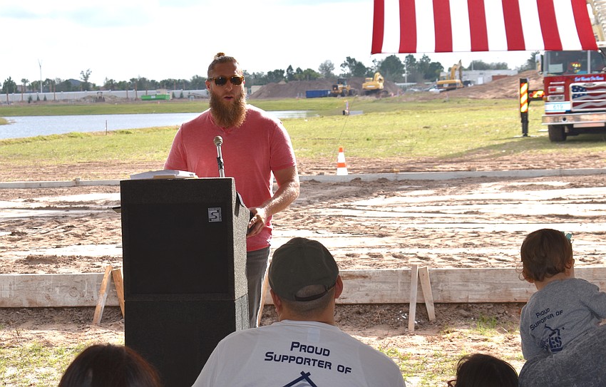 Retired U.S. Marine Sgt. Geoffrey Heath told the crowd how much his mortgage-free home in Estero from Operation Finally Home has meant to him.