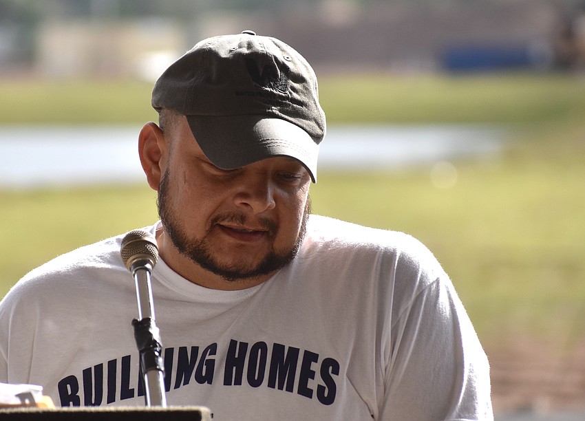 Retired Army Sgt. Lucio Gaytan was emotional as he thanked those for presenting his family a mortgage-free home in the Lakewood Ranch community of Sapphire Point.