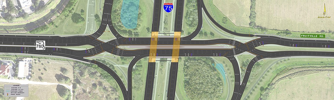 The proposed diverging diamond interchange at Fruitville and I-75.