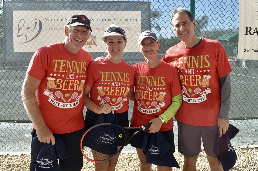 Division 1 consolation champions Mike Langlois, Irene Langlois, Jackie Gibbins and Dobs Gibbins
