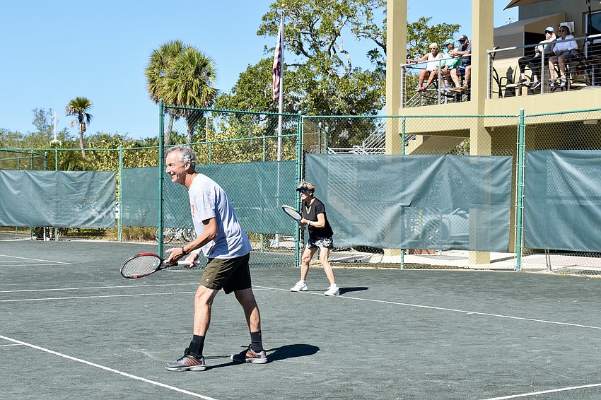 Mark Halpin and Ute Vela are ready for the next serve.