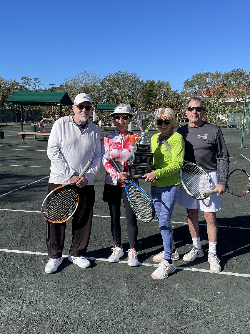 Division 3 champions Bob Gary, Valerie Poley, Joyce Welch and Chip Elitzer