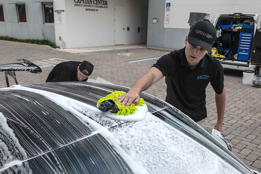 Matthew DePalma, teenage owner of 941 Mobile Detail, cleans vehicles throughout Sarasota when not attending classes at Out Of Door Academy in Lakewood Ranch.