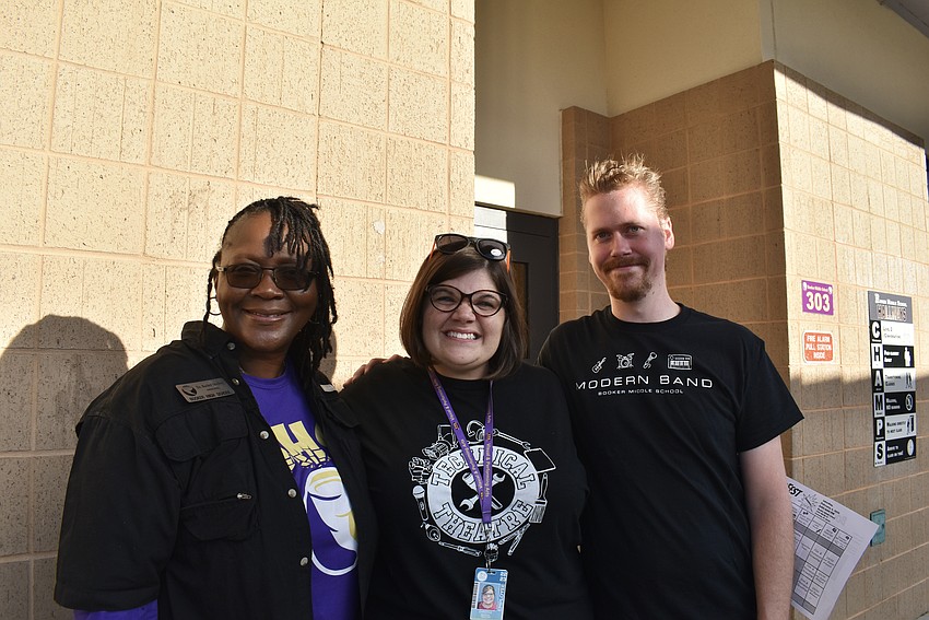 Booker High School principal Rachel Shelley, Bookerfest co-coordinator Christine Reagan and Daniel Reagan.