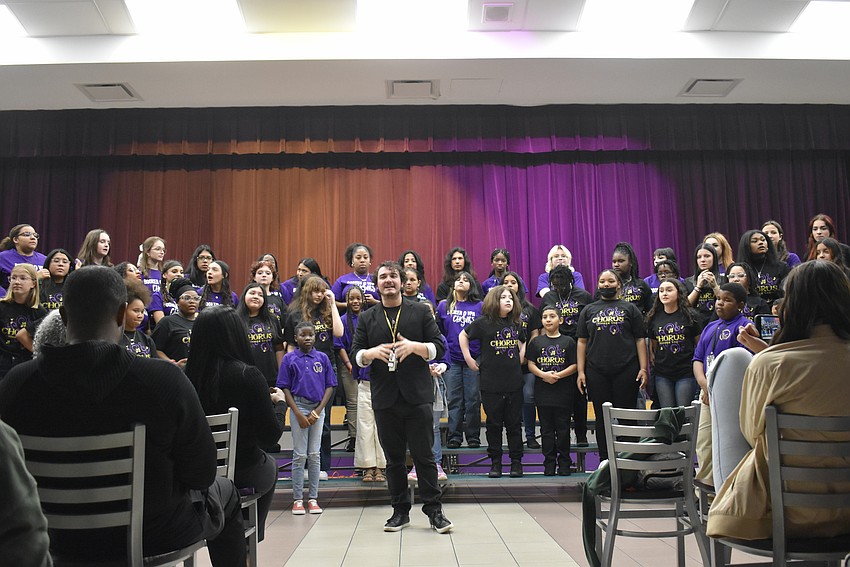 Emma E. Booker, Booker Middle and Booker High School choir joins together to sing at Bookerfest.