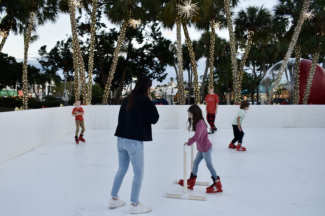 A synthetic ice skating rink was a main attraction during the Winter Spectacular at St. Armands Circle.