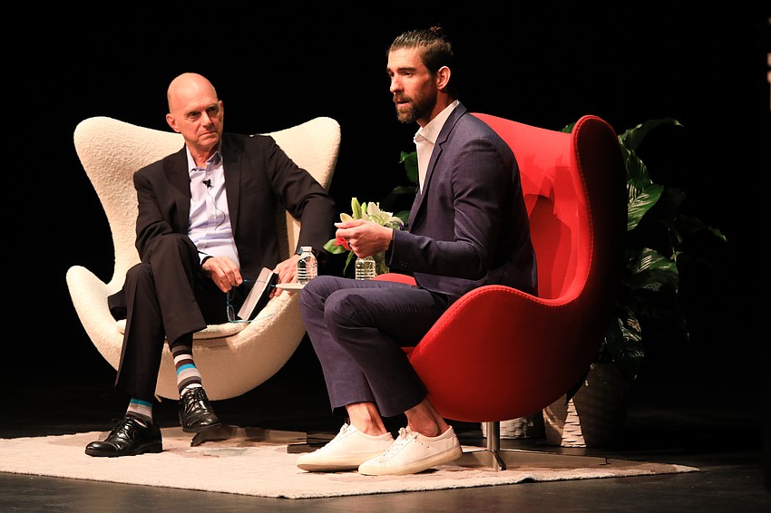 Rowdy Gaines speaks with Michael Phelps.