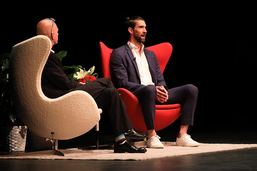 Rowdy Gaines speaks with Michael Phelps.