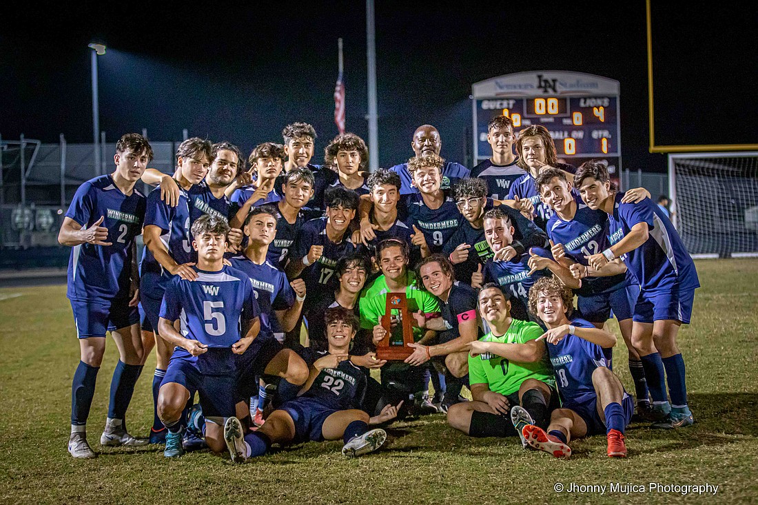 The Windermere High boys soccer team celebrated the win after being crowned district champs.