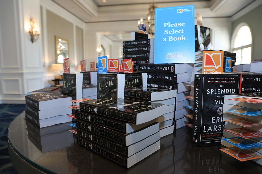 Many of Larson's books were available.