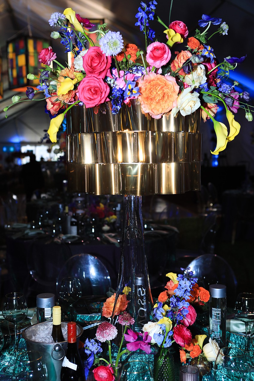 The tent's interior had a intricate stained glass aesthetic.