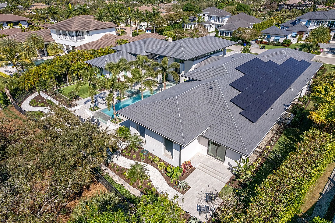 The 6,000-square-foot solar-powered estate is in the The Estuary at Grey Oaks.