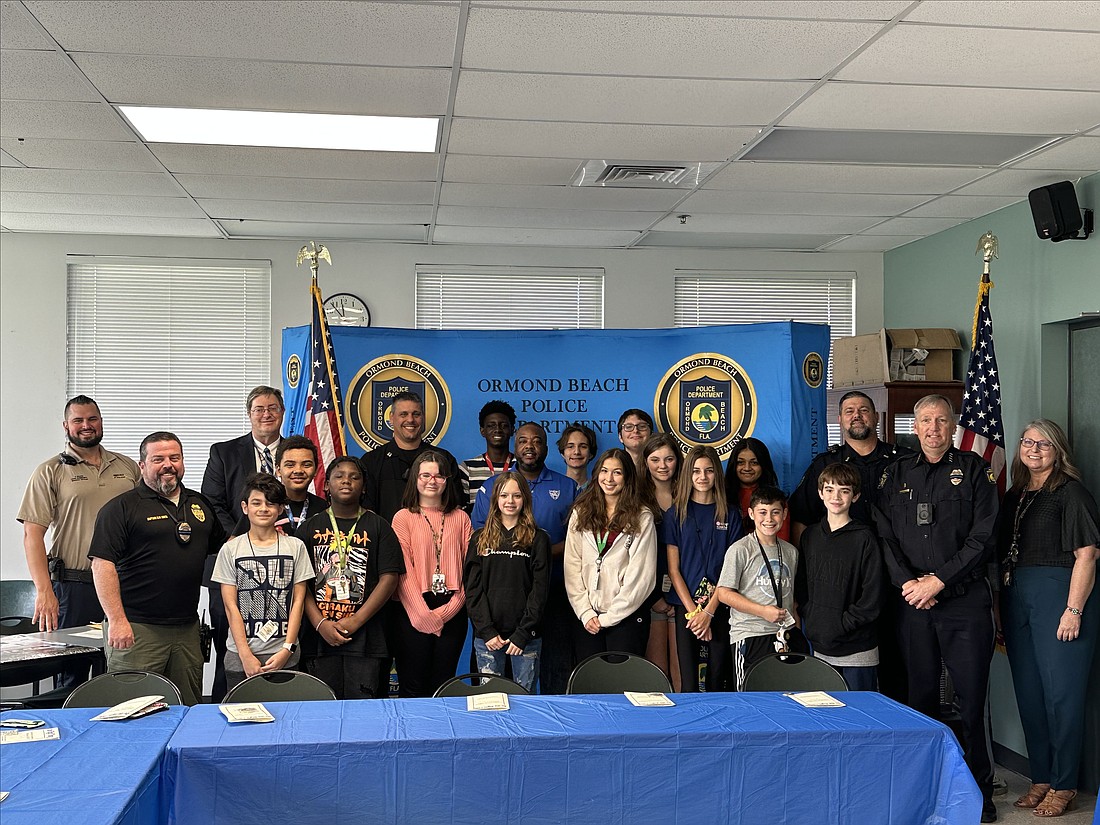 Ormond Beach Police honored 15 students from Ormond Beach Middle School with a "Do the Right Thing" award on Thursday, Feb. 16. Photo courtesy of the city of Ormond Beach