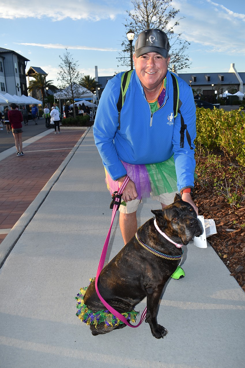 Waterlefe's Joseph Calinski brought Selone, an Italian mastiff along for the 5K run.