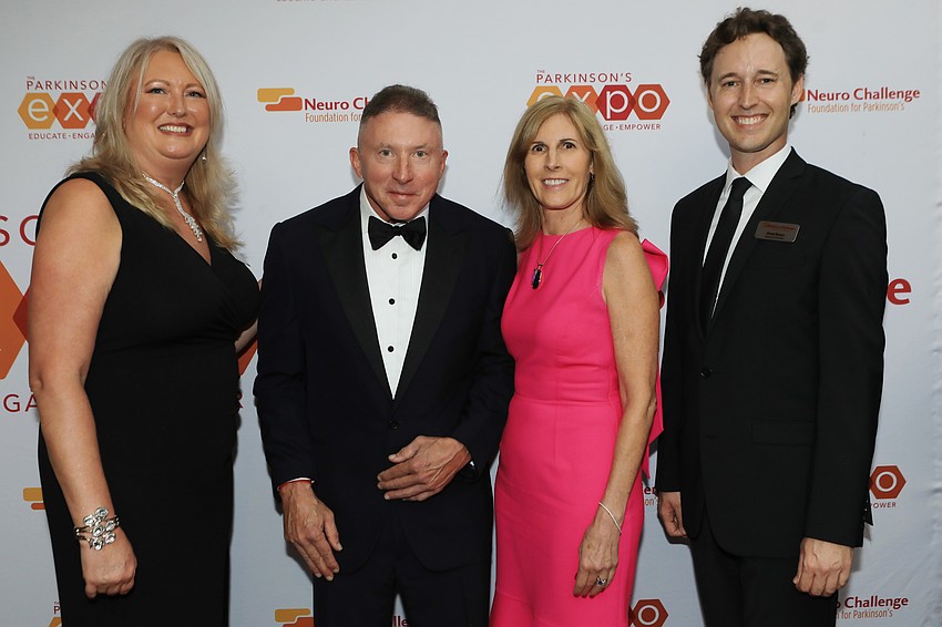 CEO Sara Grivetti with speaker John Cullen, speaker John Cullen, Pattie Stoffel and board chair Brad Bryan