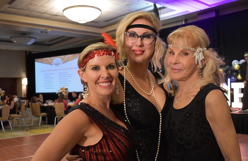 Alison Chafin, Karen Medford and Janet Blanchard dressed up for the Gatsby event to support local nonprofits.