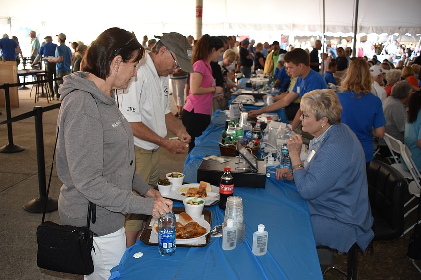 Nancy and Tom Pappas from New York purchase their meals through Mill Creek's Mary Anne McDevitt.