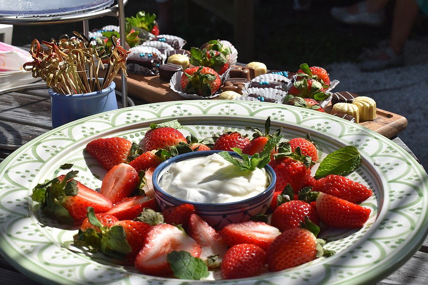 Sliced strawberries and an easy fruit dip for on-the-spot snacking or entertaining.