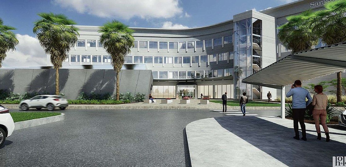 A glass-encased stairwell extending from the north elevation of the Sarasota County Administration Center will be the dominant architectural feature.