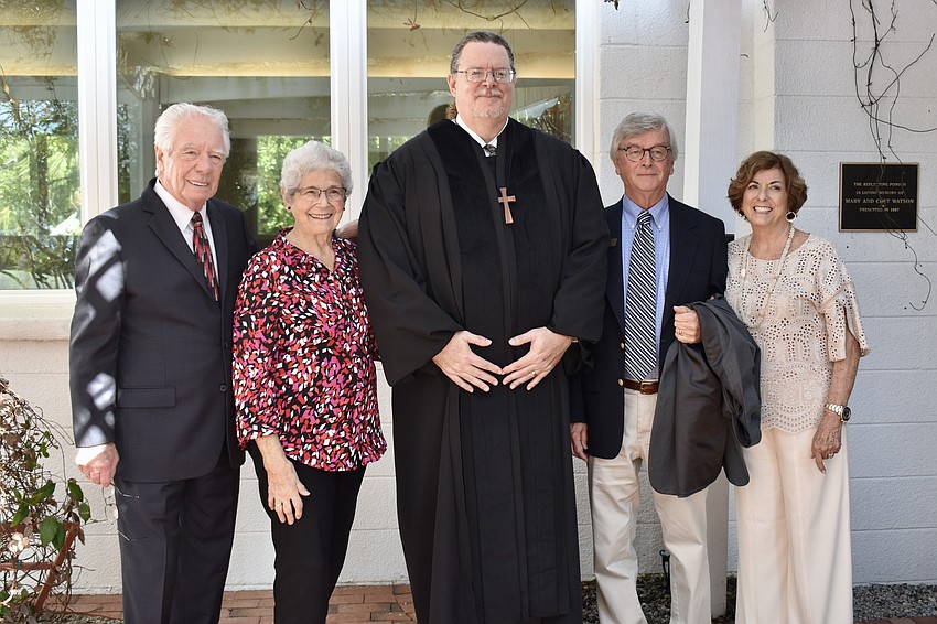 Bruce Schaefer, MiMi Horwitz, Rev. Jeffrey Nunes, Gordon Govalet and Lesley Rife