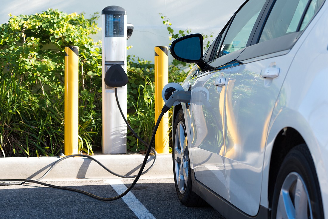 An electric car charging station. Photo from Adobe Stock